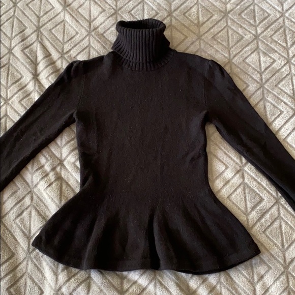 Ralph Lauren Sweaters - Ralph Lauren Blue Label Black Peplum Turtleneck S